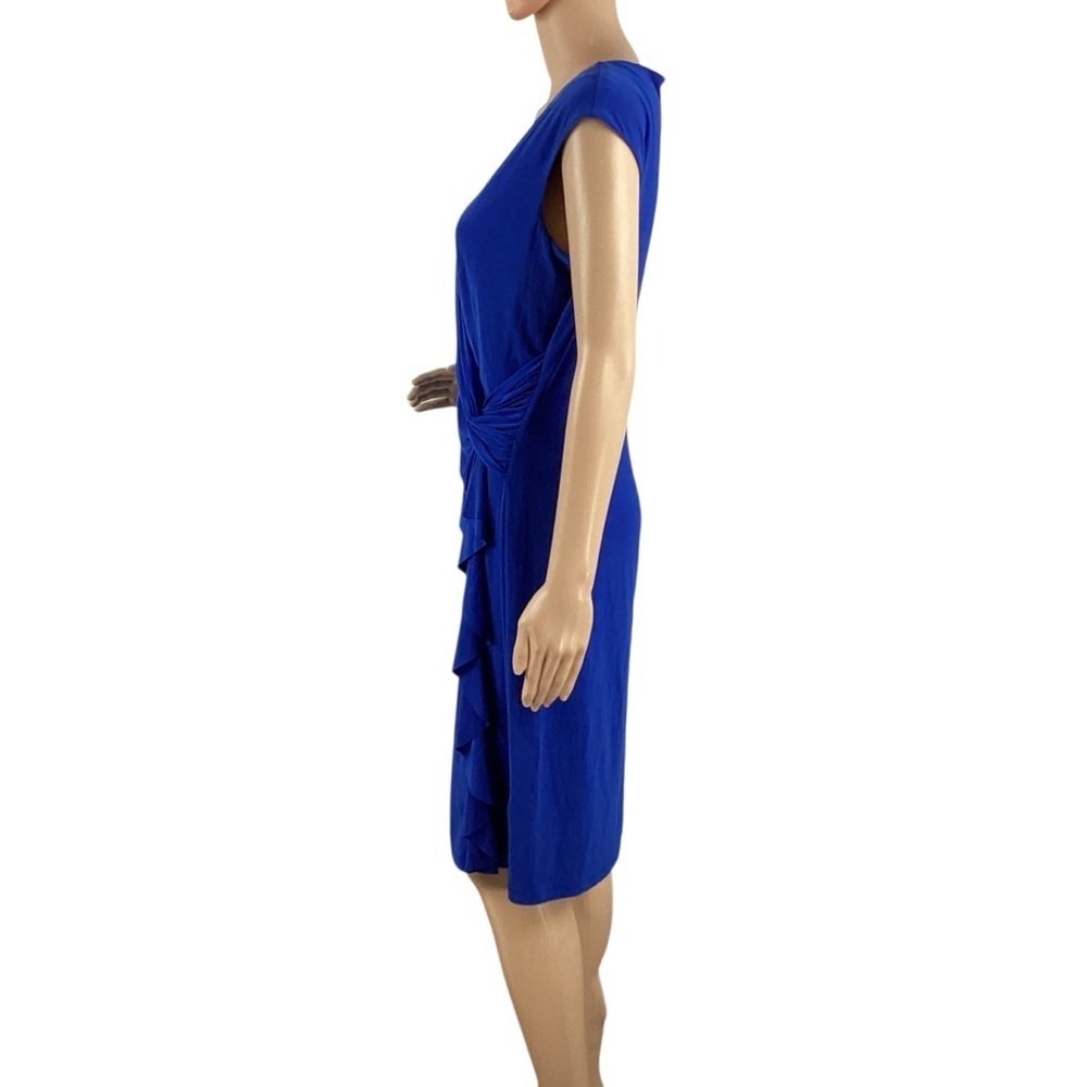 Lauren Ralph Lauren Royal Blue Faux Wrap V-Neck Dress Size 10 - Picture 4 of 7